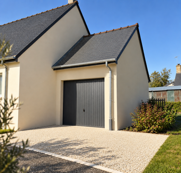 Création d’un garage parfaitement intégré à une maison existante à Dingé